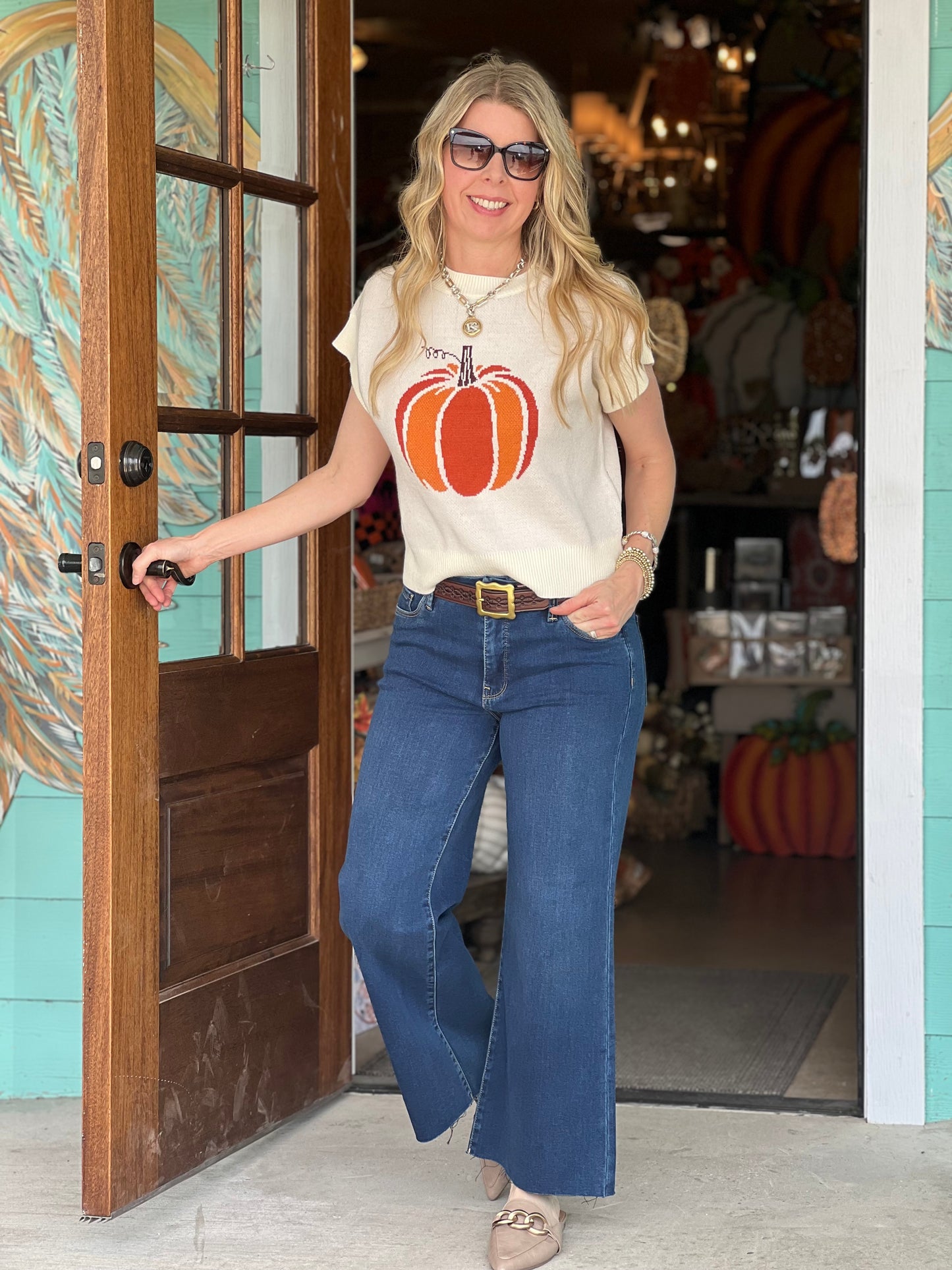 Pumpkin Knit Sweater Top