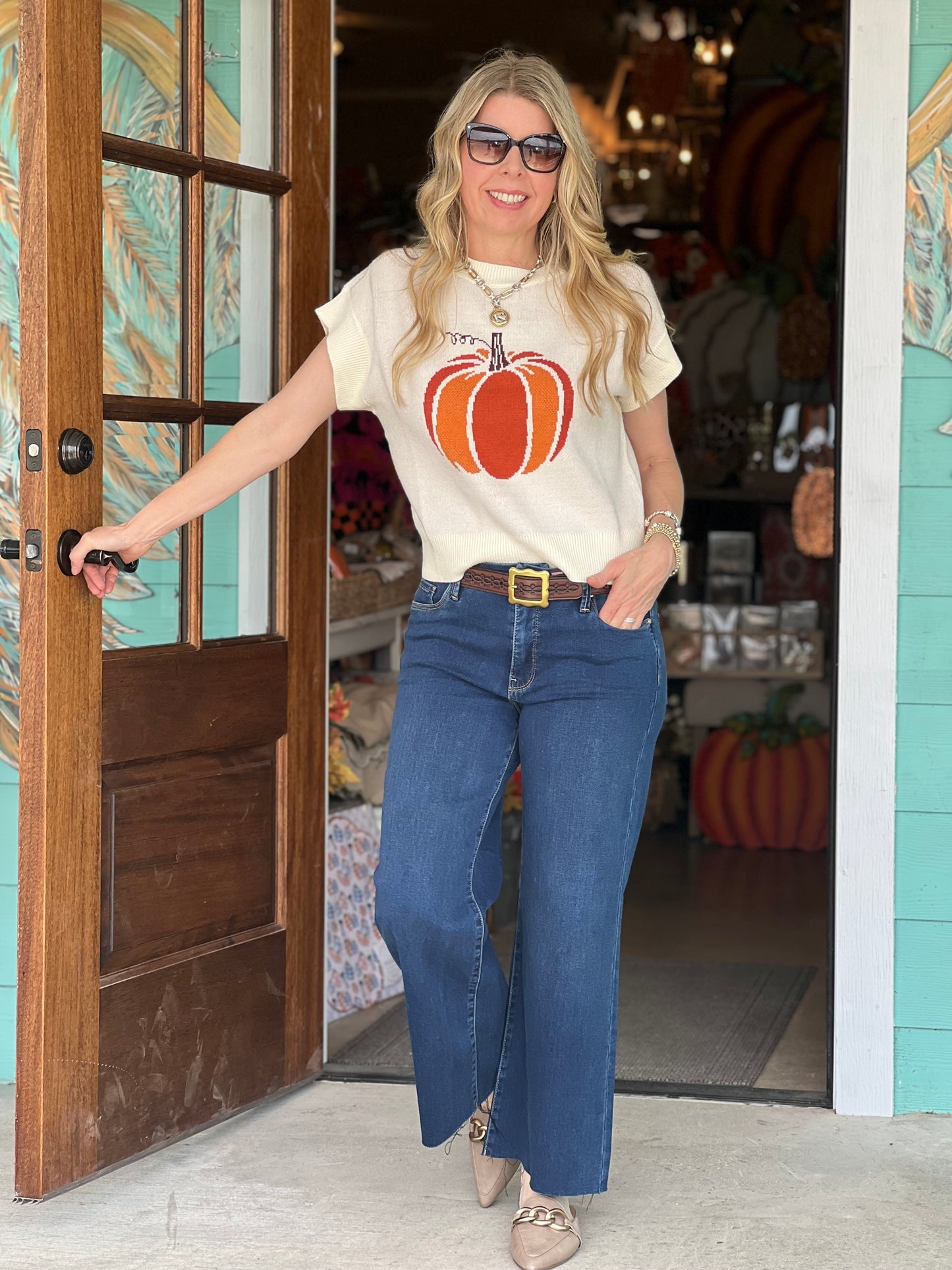 Pumpkin Knit Sweater Top