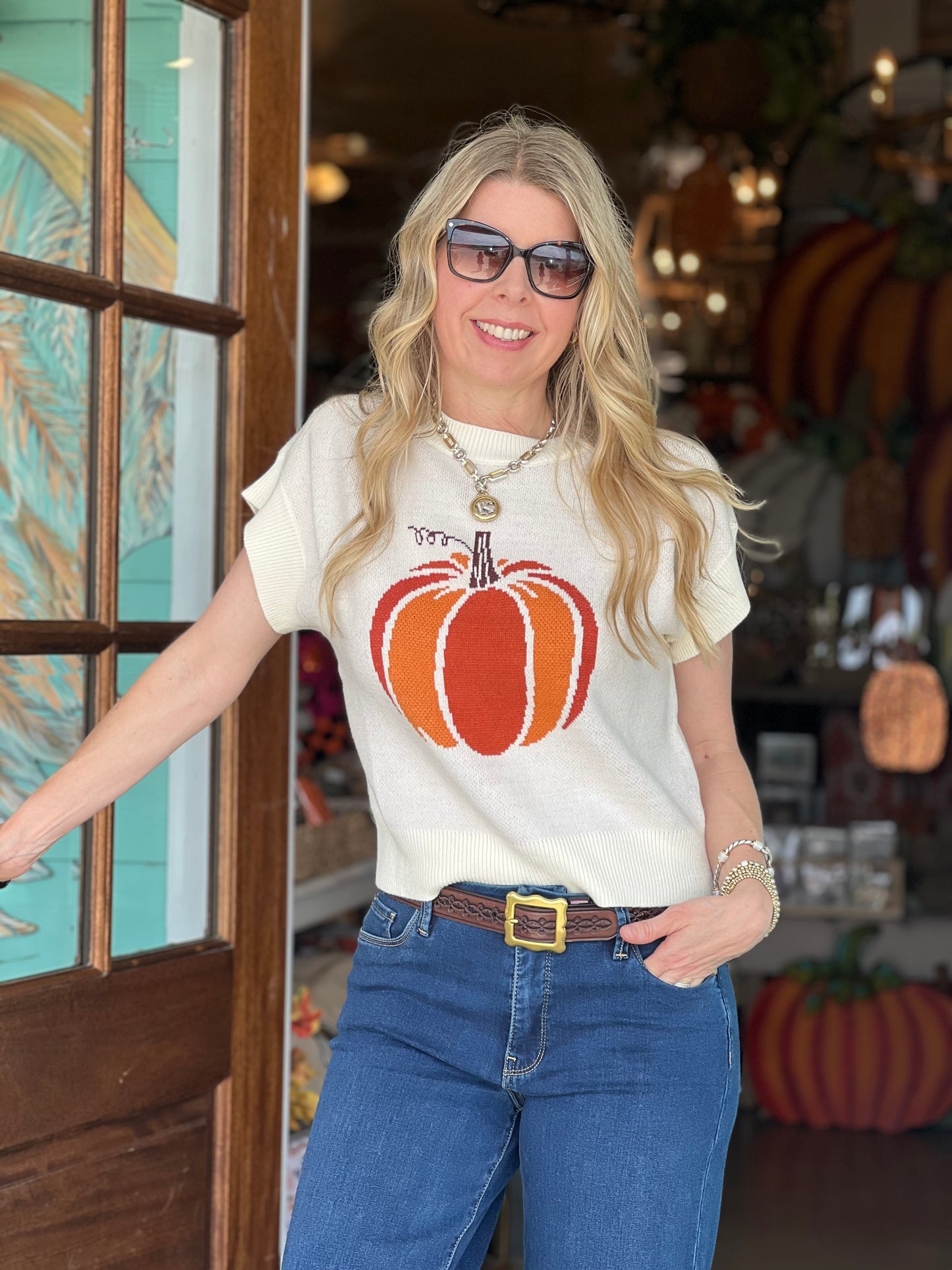 Pumpkin Knit Sweater Top