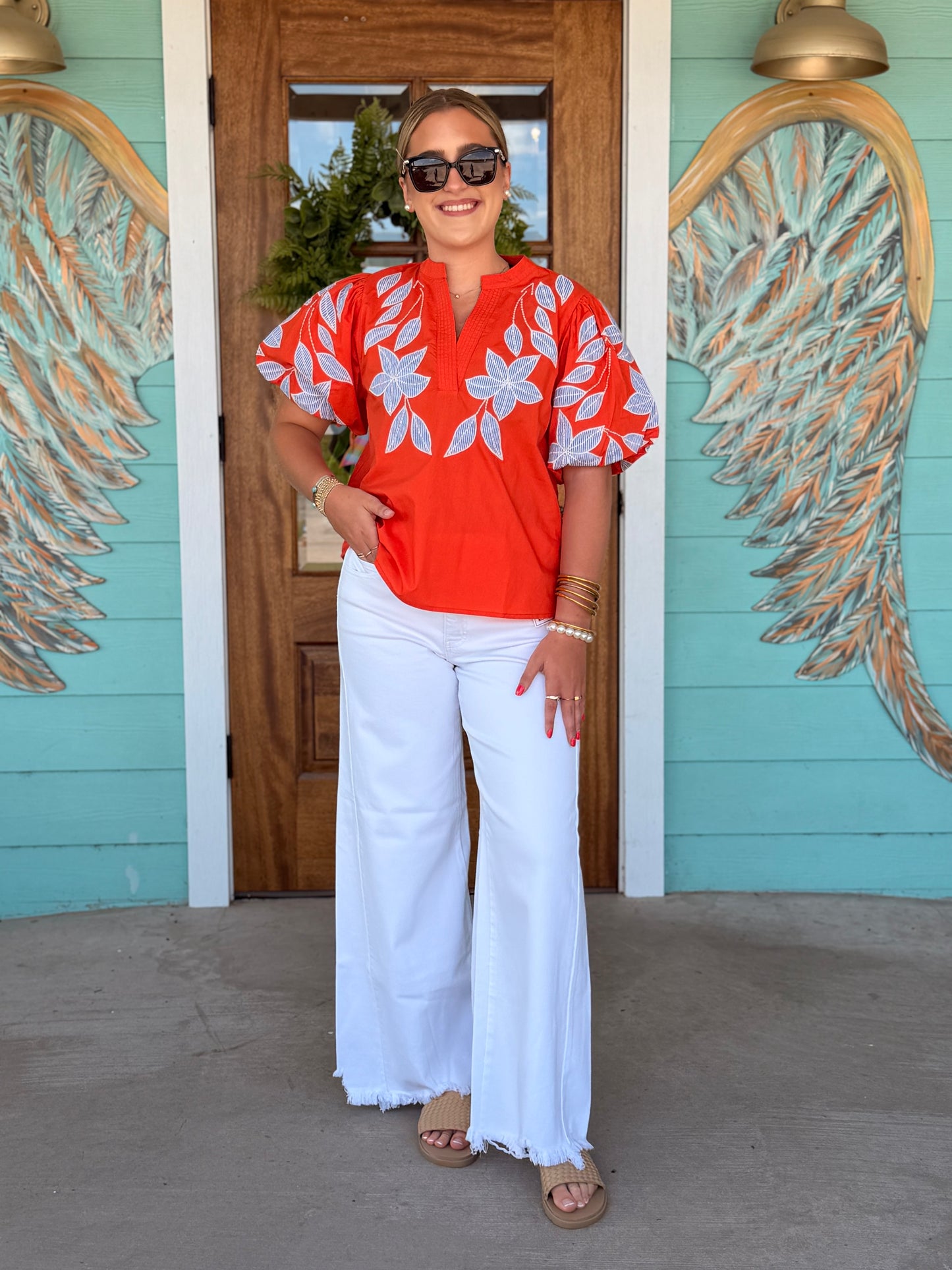 Mango Floral Embroidered Top