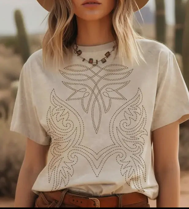 Mineral Oatmeal Boot Stitched Tee