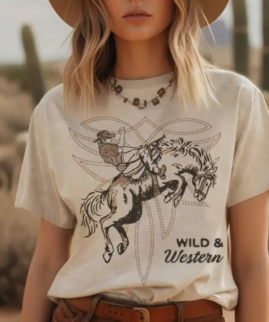 Wild N Western Oatmeal Tee