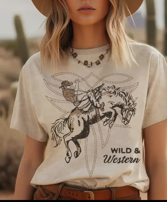 Wild N Western Oatmeal Tee