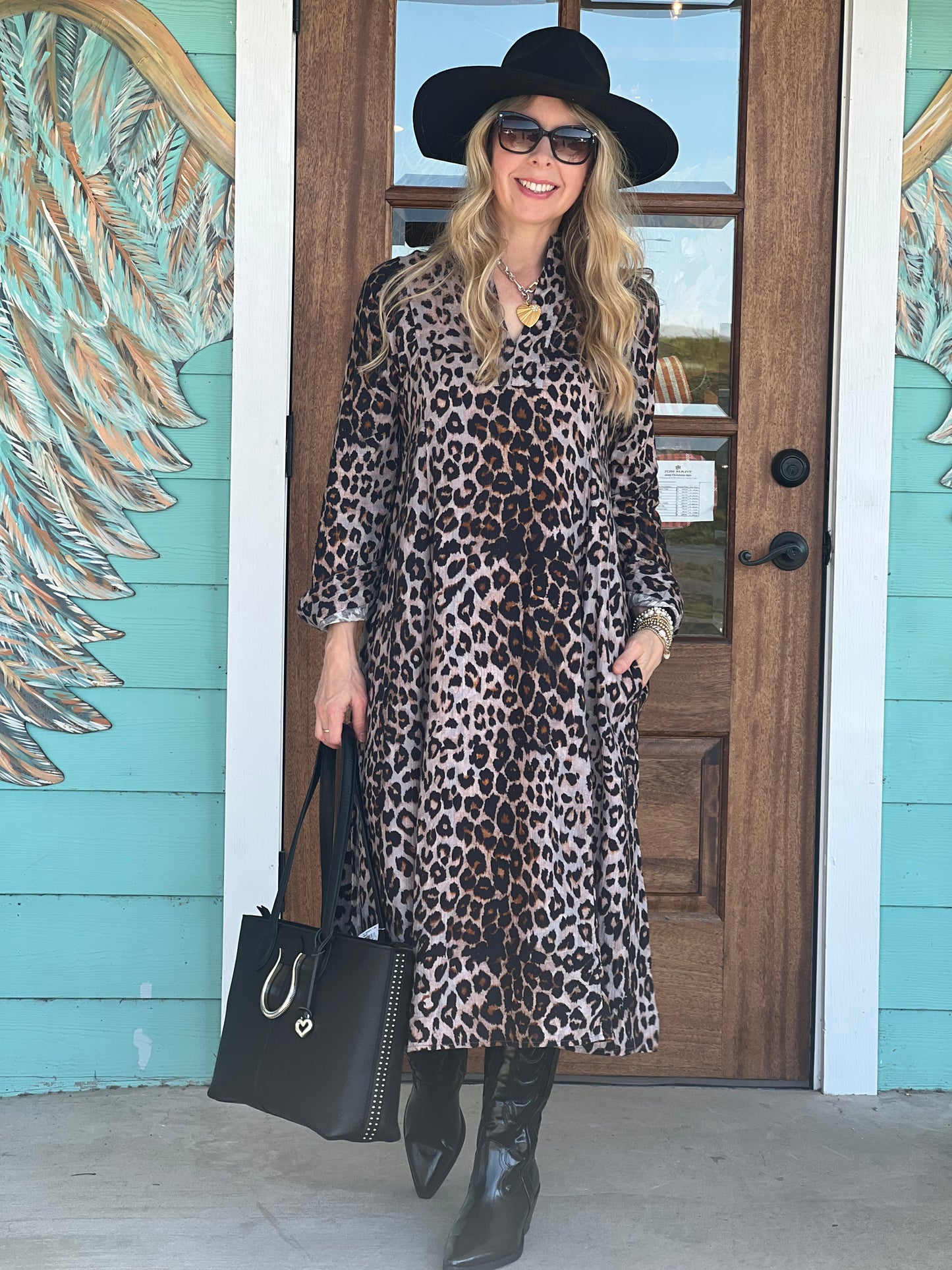Uncle Frank Leopard Gauze Midi Dress