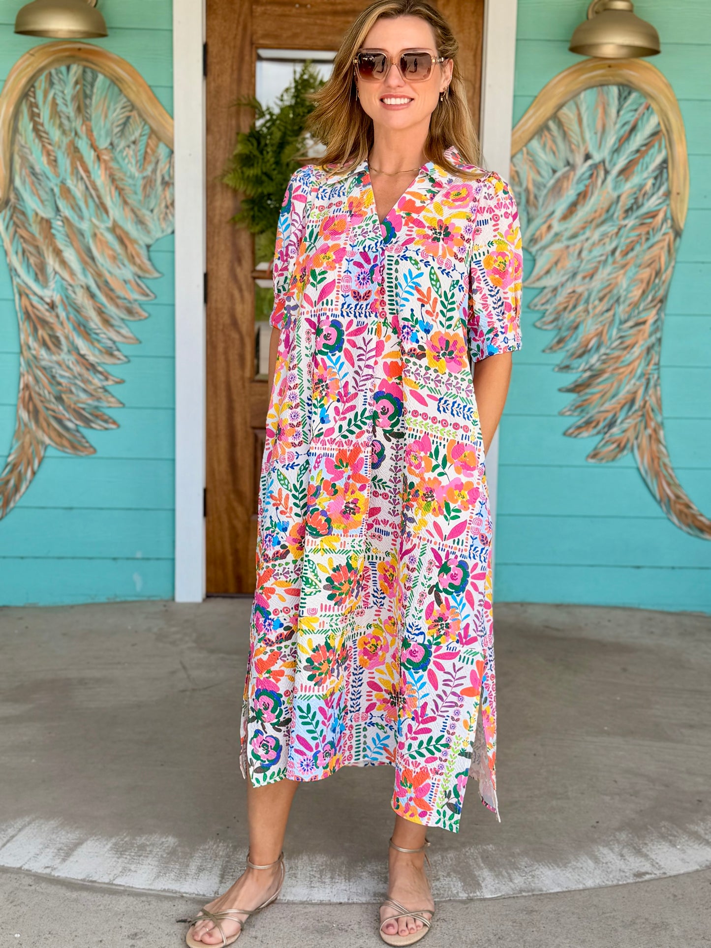 Blush Mix Floral Kaia Midi Dress