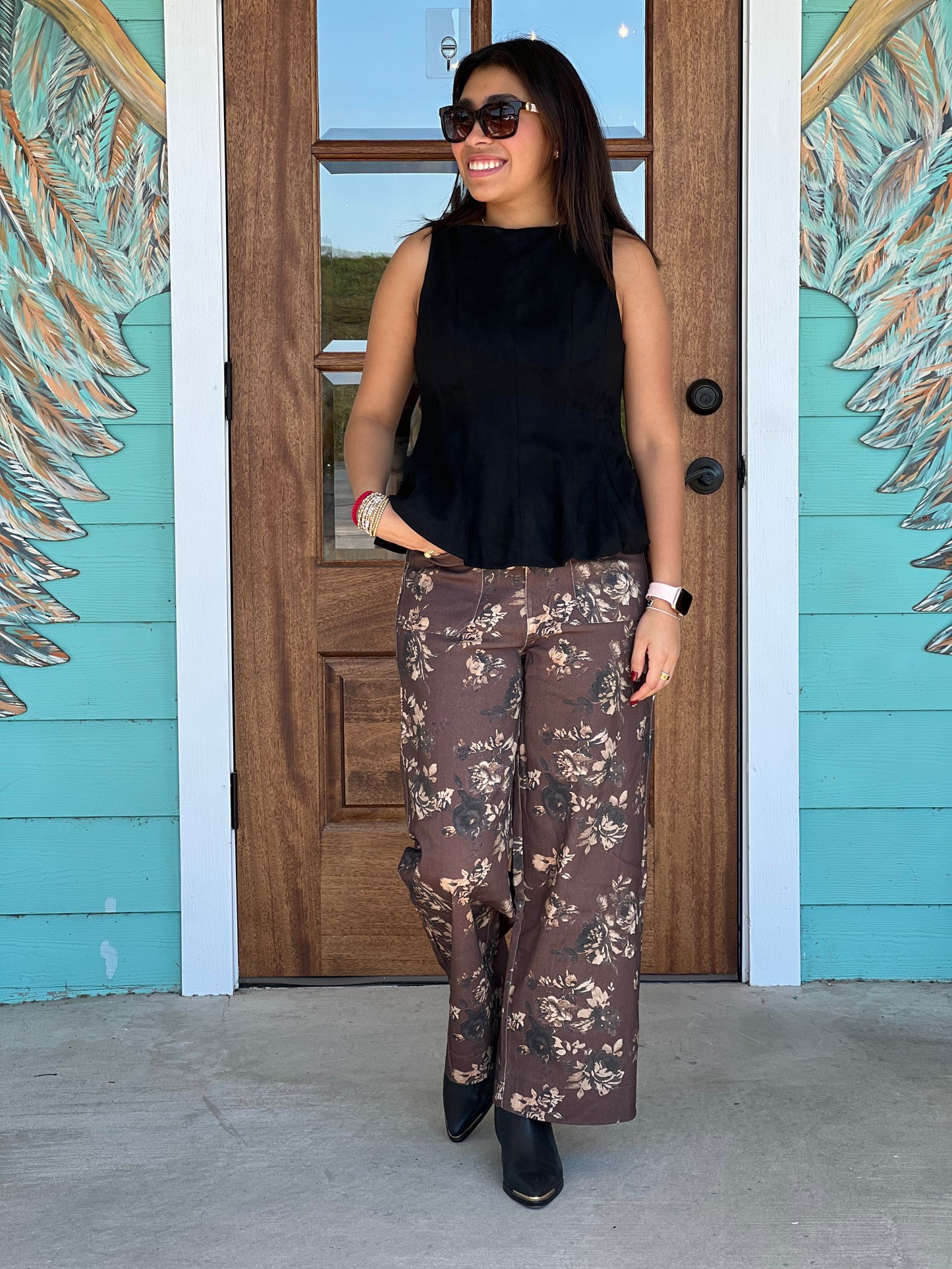 Chocolate Floral Denim Pants
