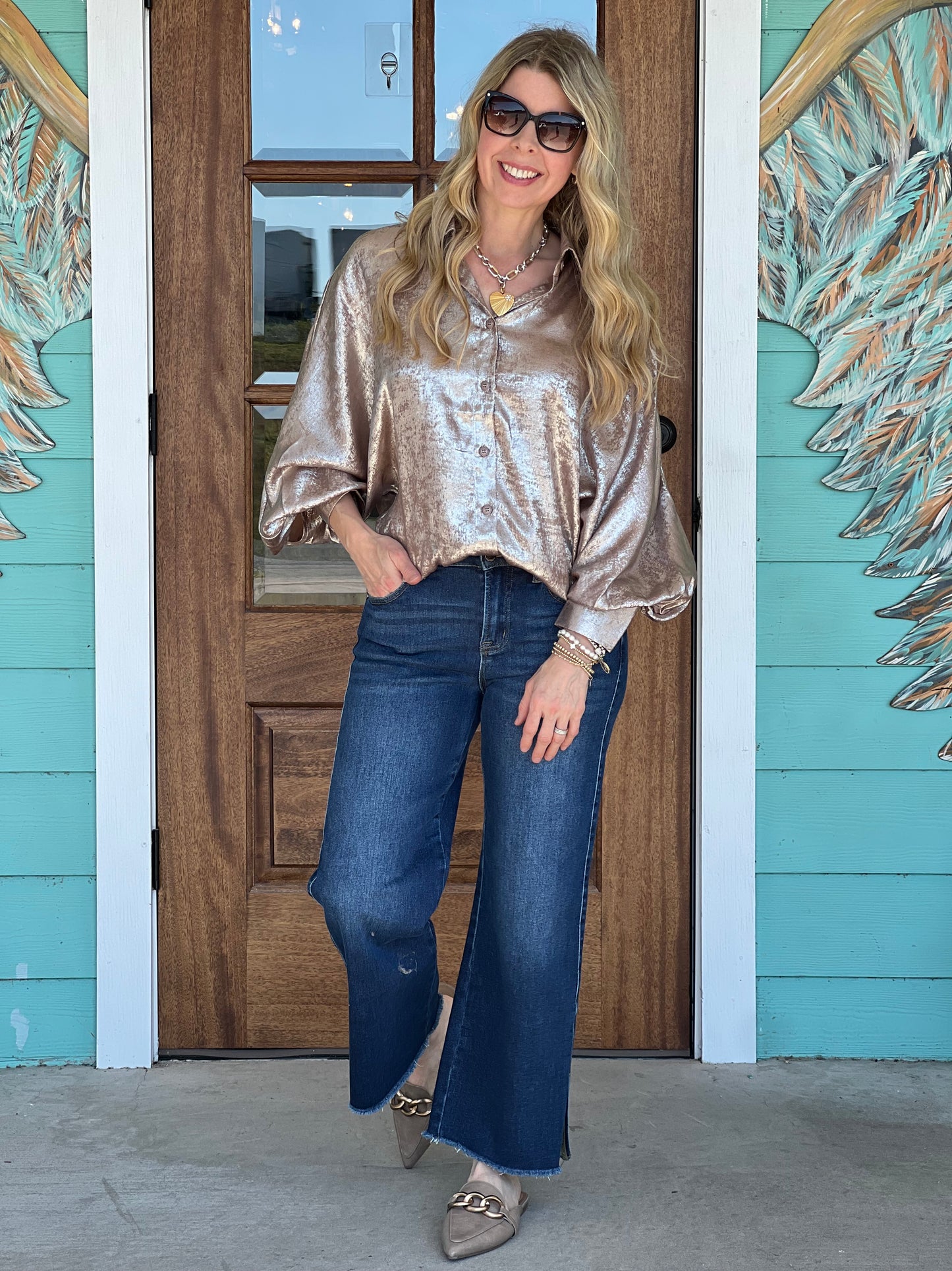 Mocha Statement Sleeve Top