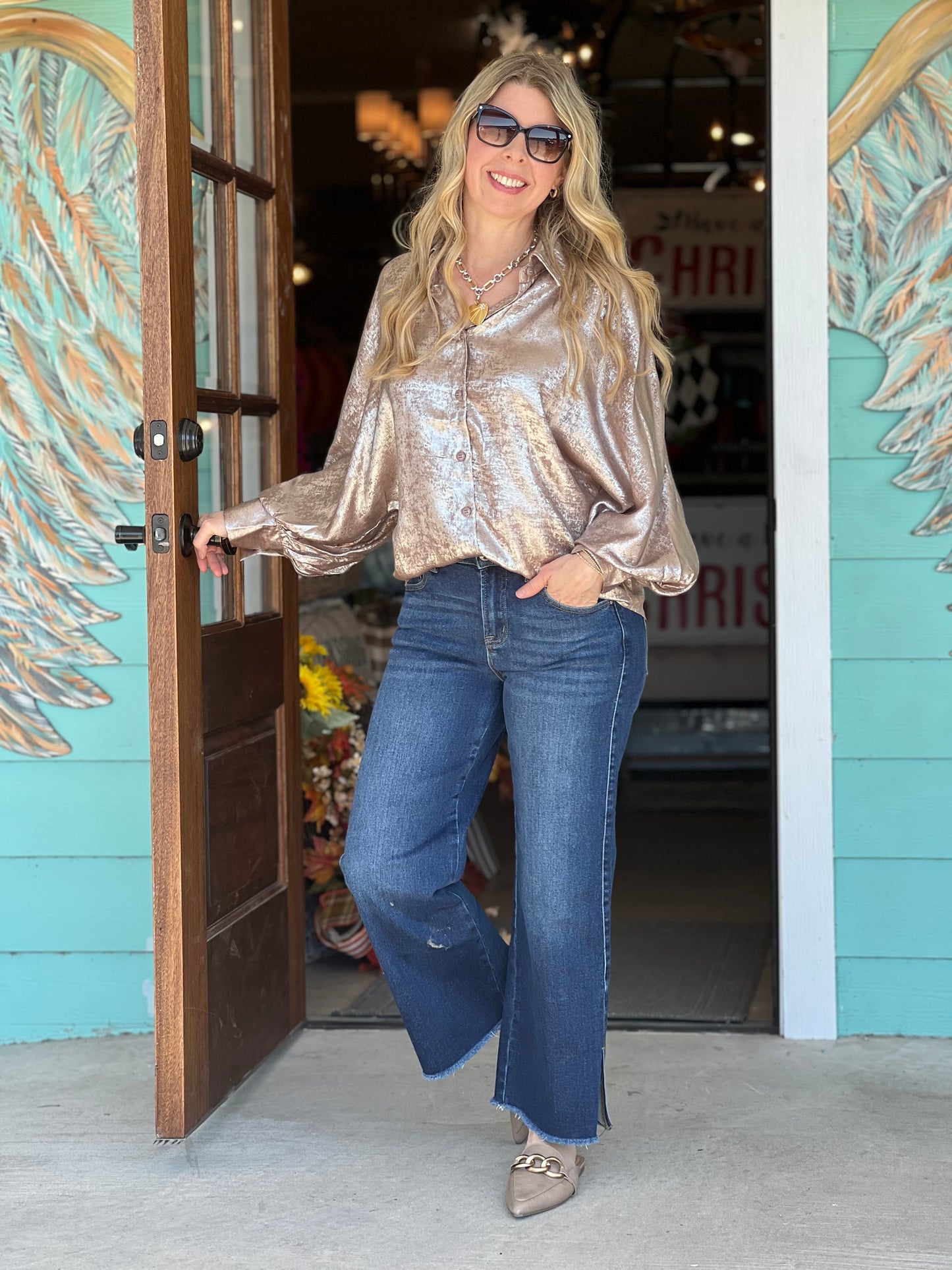 Mocha Statement Sleeve Top