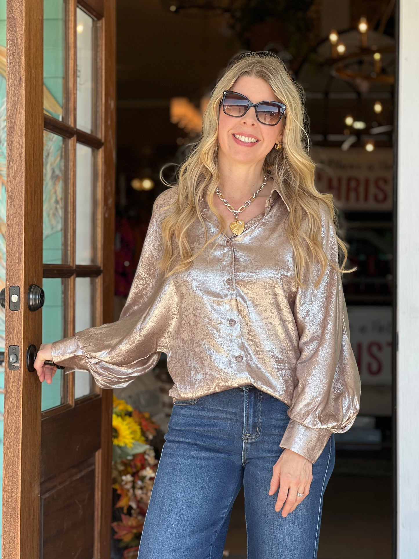 Mocha Statement Sleeve Top