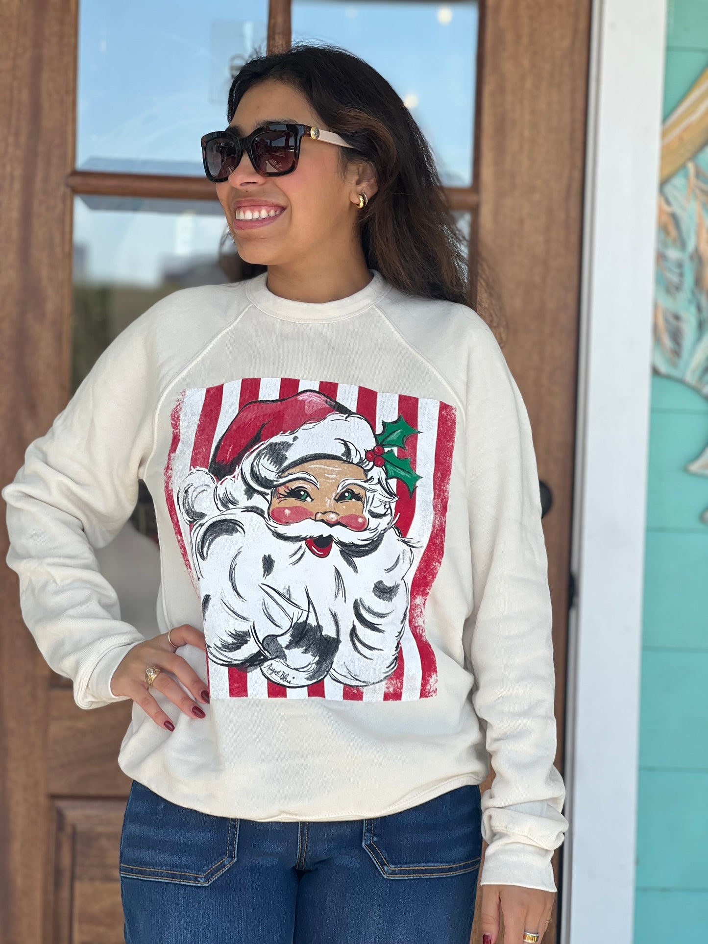 Jolly Santa Natural Sweatshirt