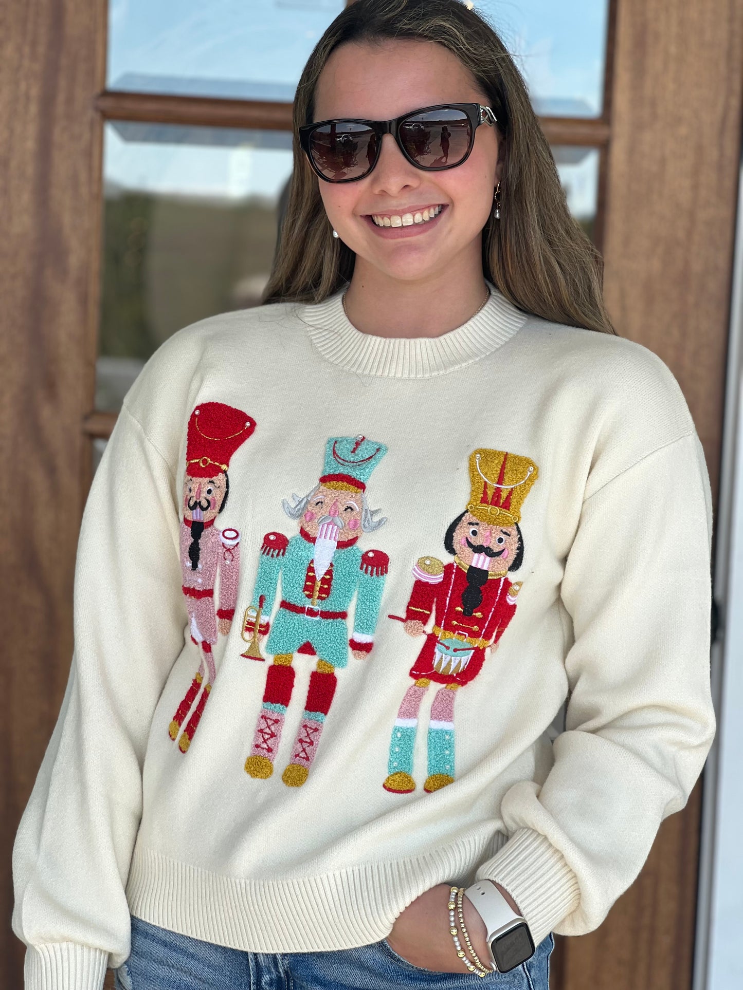 Whimsy Nutcracker Cream Sweater