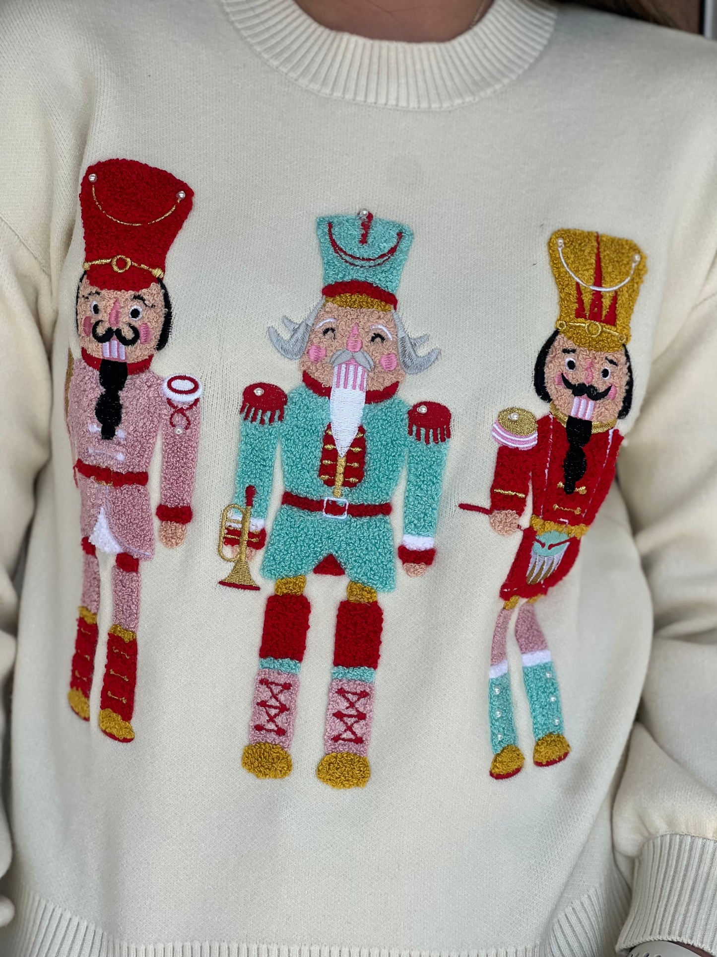 Whimsy Nutcracker Cream Sweater