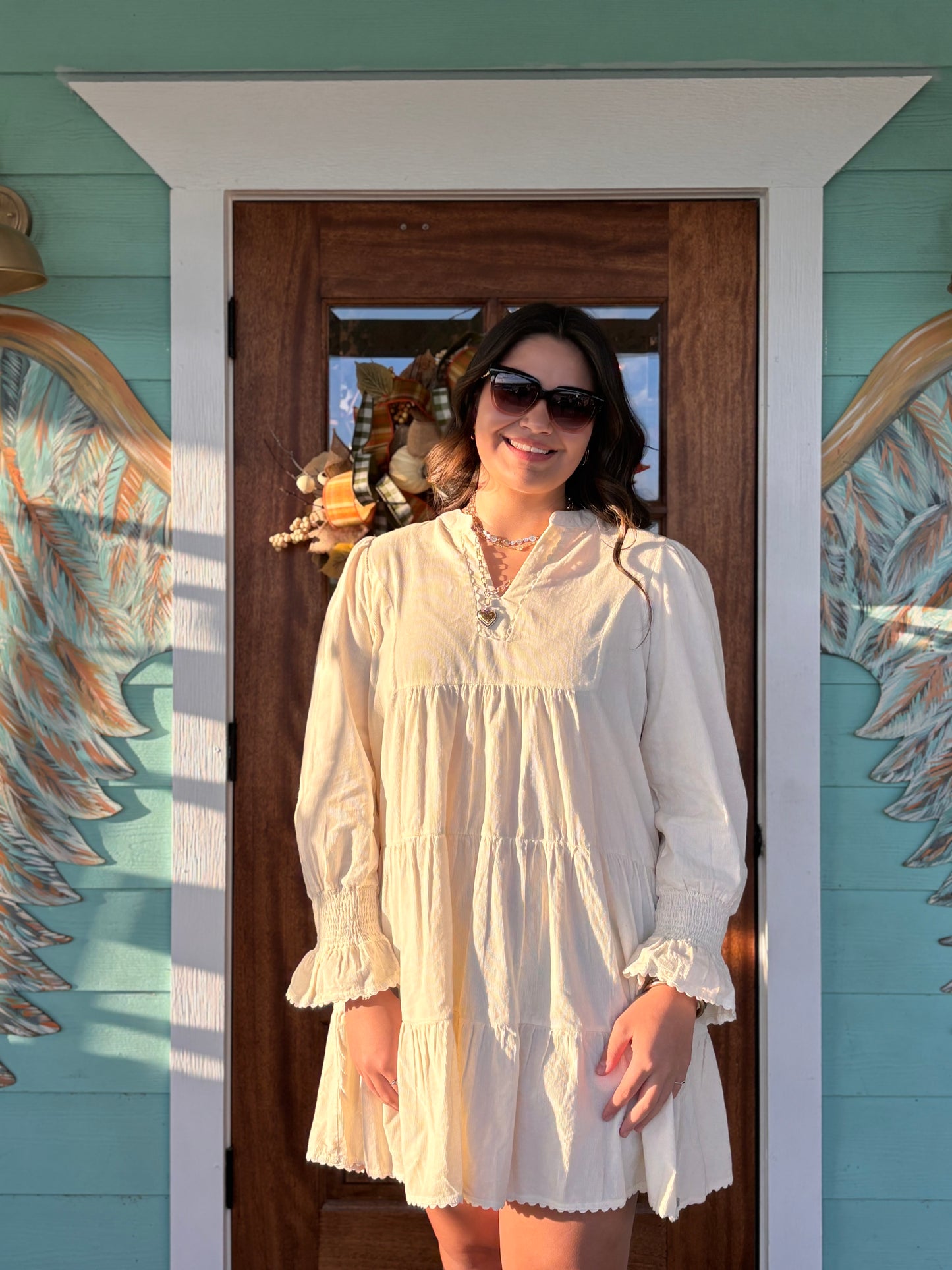 Cream Corduroy Candice Dress