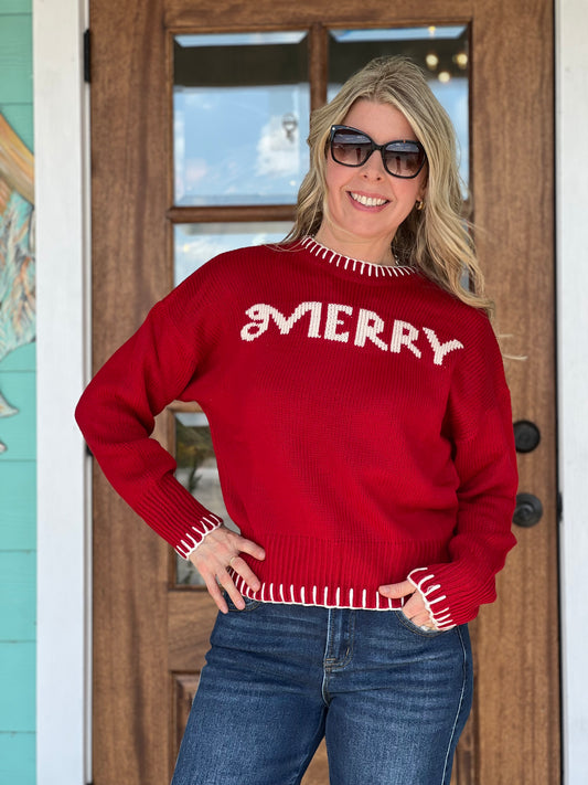 Red Merry Stitch Sweater