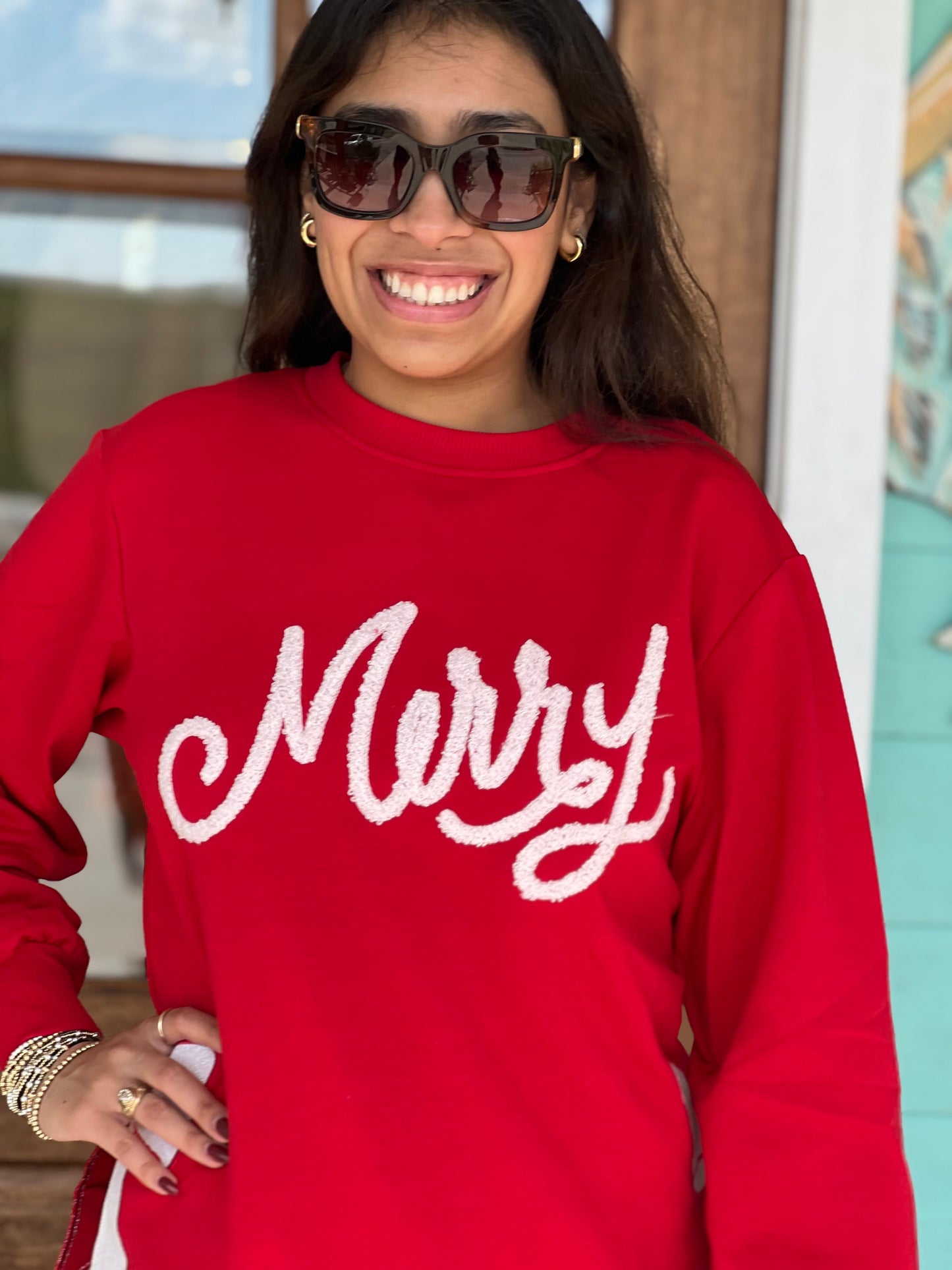 Red Merry Bow Sweatshirt