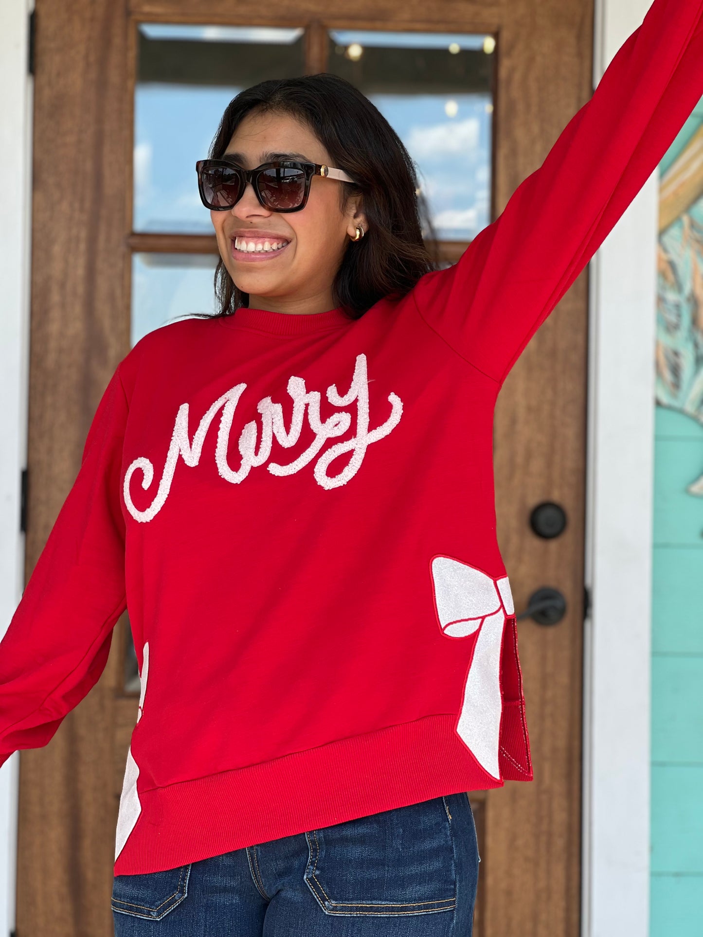 Red Merry Bow Sweatshirt
