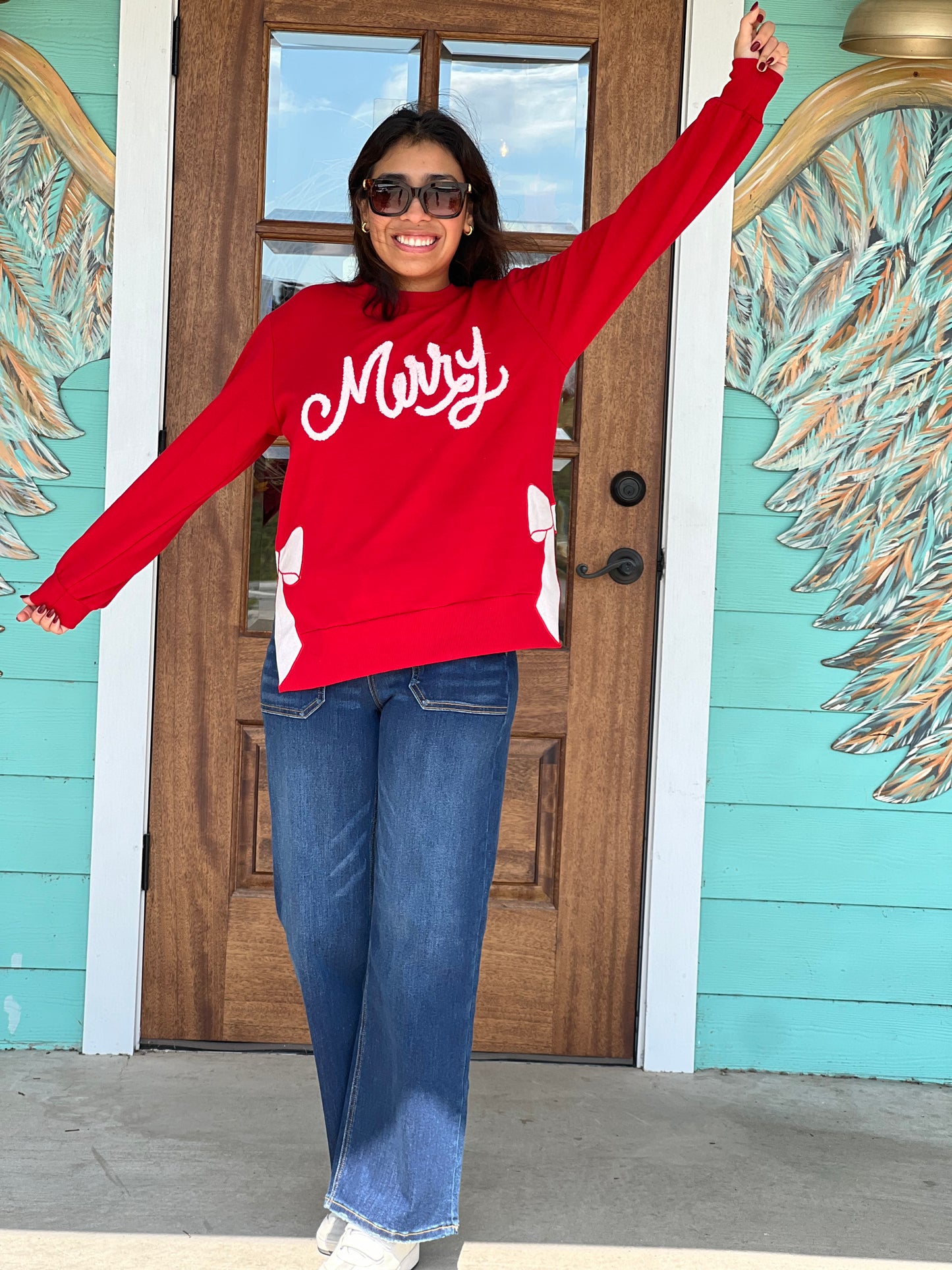 Red Merry Bow Sweatshirt