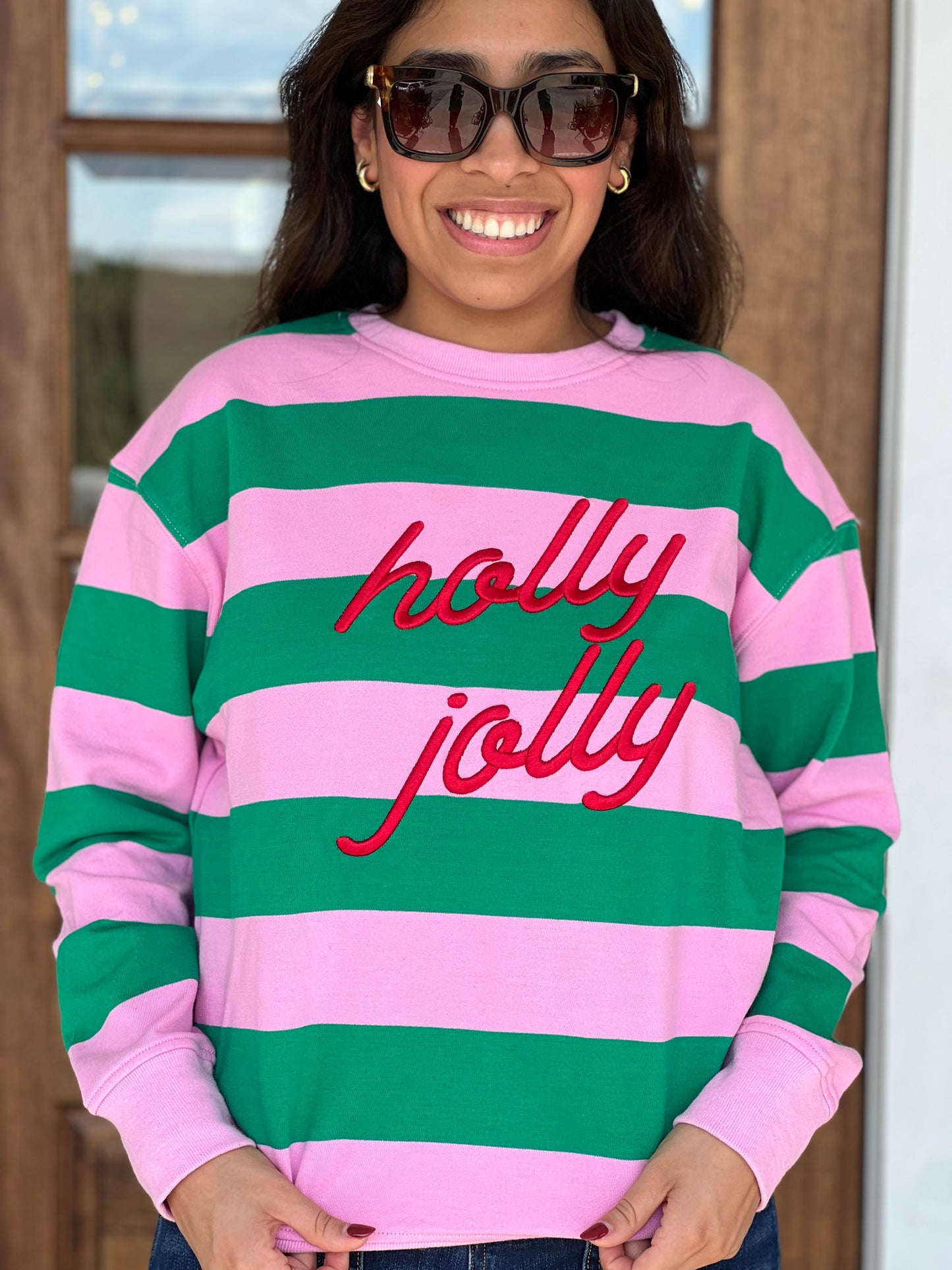 Holly Jolly Striped Sweatshirt