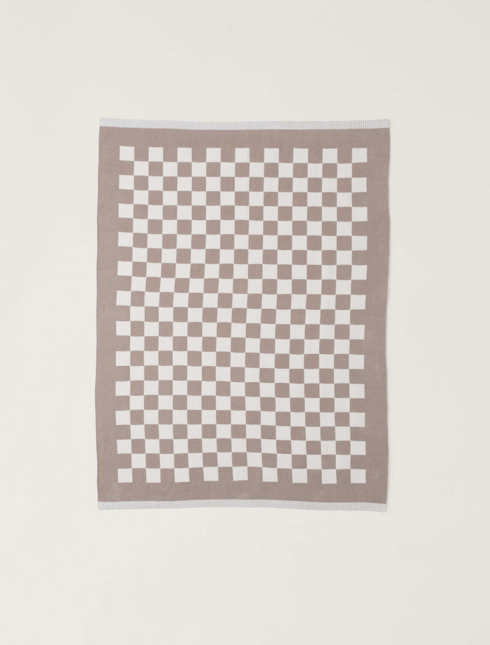 BarefootDreams Cotton Checkered Throw 54x72 Fauna-Cream