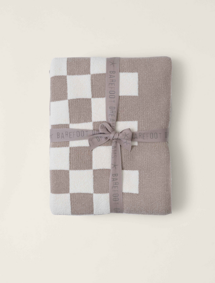 BarefootDreams Cotton Checkered Throw 54x72 Fauna-Cream