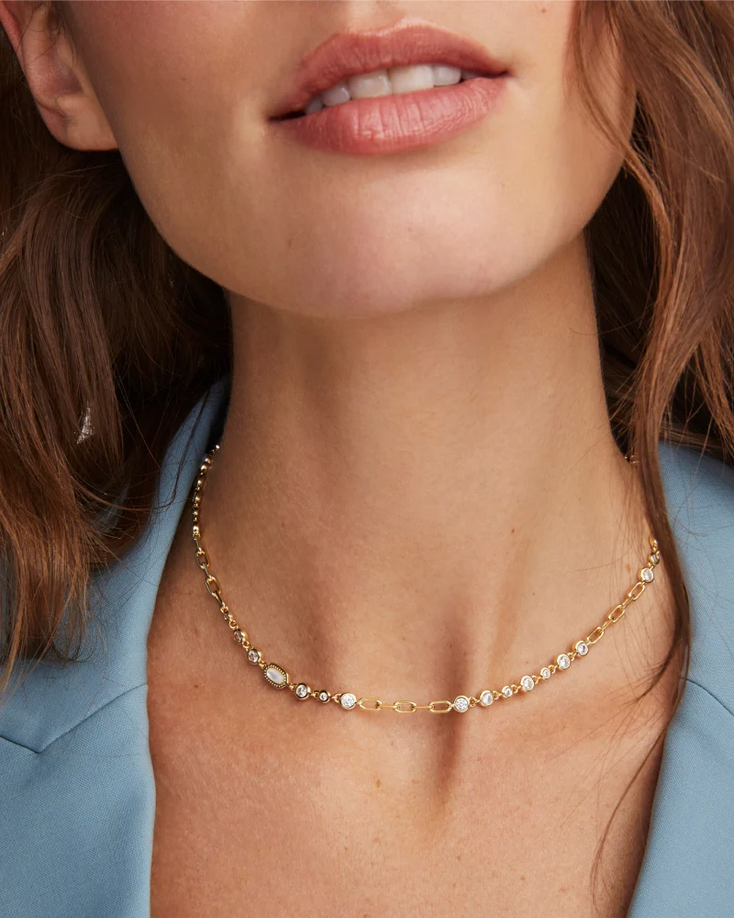 Kendra Scott Mini Elisa Abbie Necklace Gold White Mix