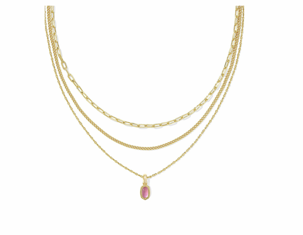 Kendra Scott Mini Elisa Triple Stand Necklace Gold Azalea