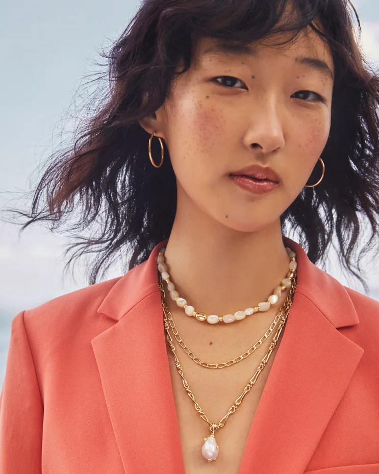 Kendra Scott Melody Long Necklace Gold Freshwater CLTRD Pearl