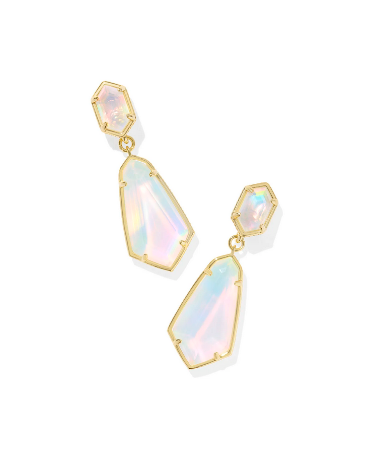 Kendra Scott Hallie Convertable Drop Earring Gold Opalite Illusion