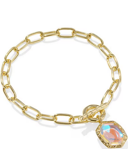 Kendra Scott Daphne Link Chain Bracelet Gold Dichroic Glass