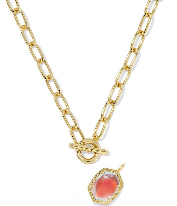 Kendra Scott Daphne Link Chain Necklace Gold Dichroic Glass