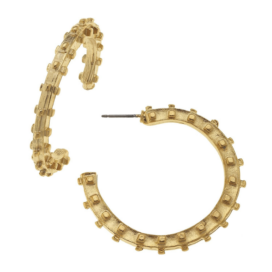 Susan Shaw Gold Studded Hoop Earrings