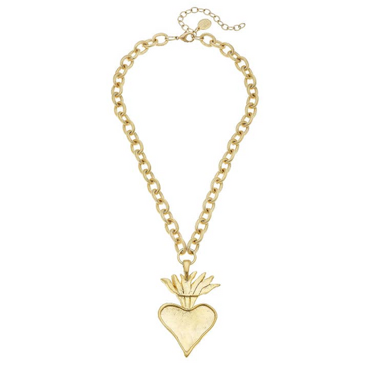 Susan Shaw Gold Flaming Heart Necklace