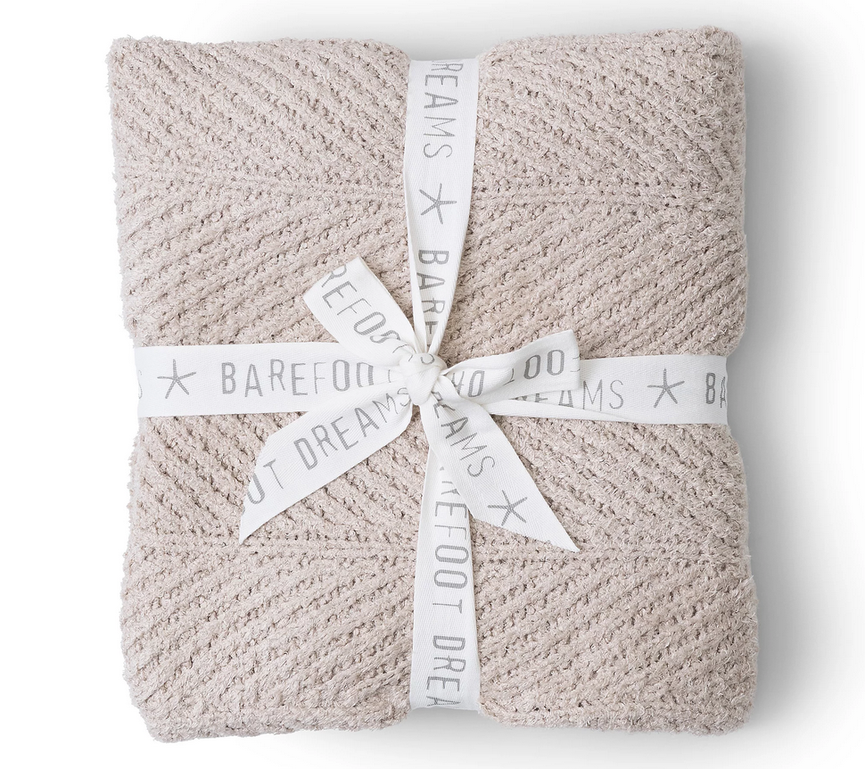Barefoot Dreams Cozy Stone Shine Herringbone Blanket 54x72