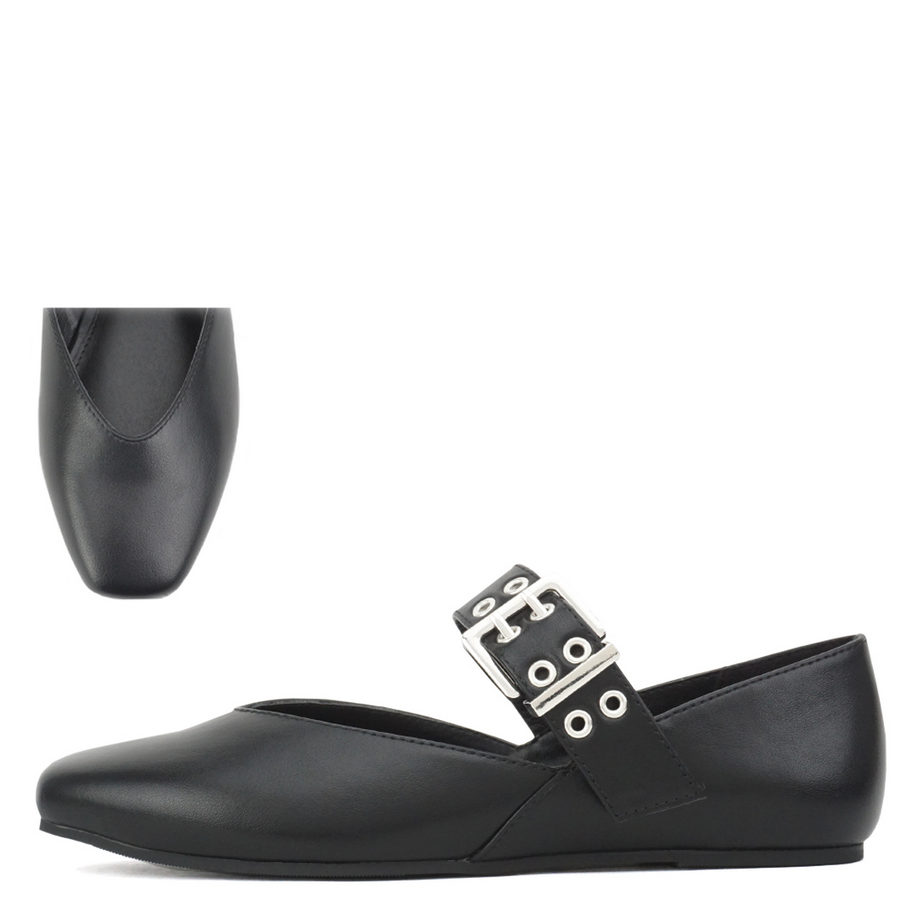Seabert Black Ballet Stud Flat