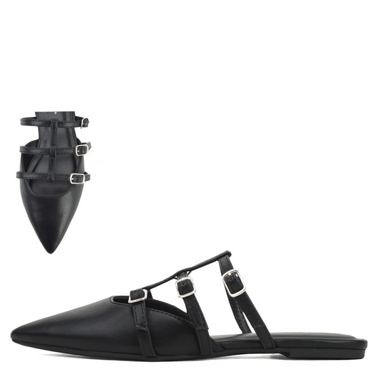 Elkie Black Buckle Slide