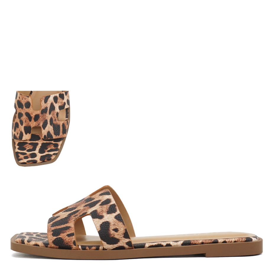 Leopard Knit H Slide Sandal
