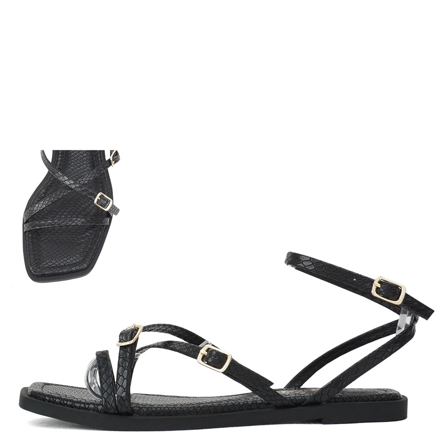 Eyeful Black Strappy Sandal
