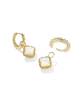 Kendra Scott Mallory Rose Gold Ivory MOP Huggie Earring