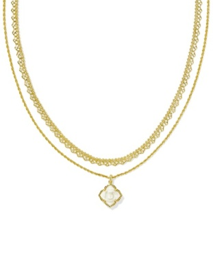 Kendra Scott Mallory Rose Multi Strand Gold Ivory MOP Necklace