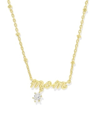 Kendra Scott Mom Crystal Pendant Gold Necklace