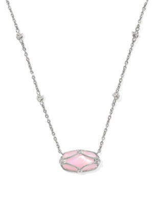 Kendra Scott Elisa Lattice Silver Blush MOP Pendant Necklace