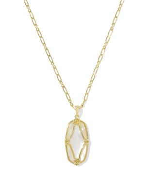 Kendra Scott Elle LAttice Gold Ivory MOP Long Penant Necklace