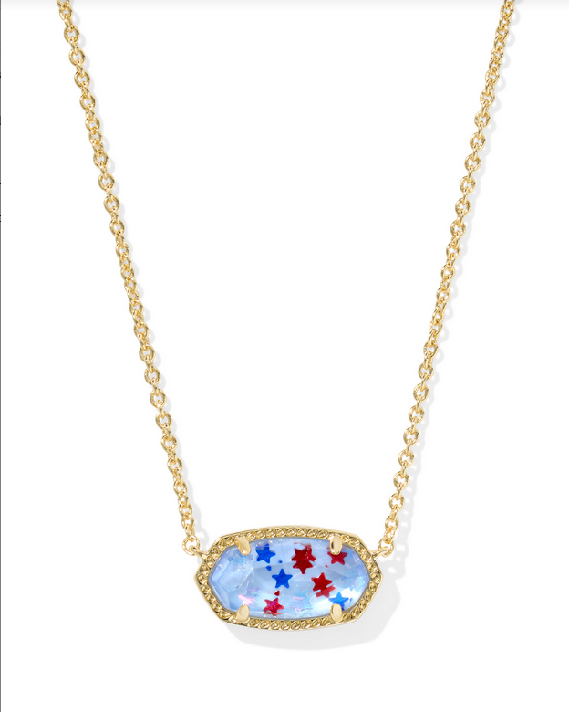 Kendra Scott Elisa Gold Red White Blue Star Illusion Pendant Necklace
