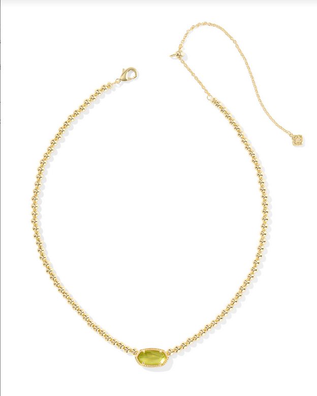 Kendra Scott Elisa Gold Chartresue Green MOP Beaded Necklace