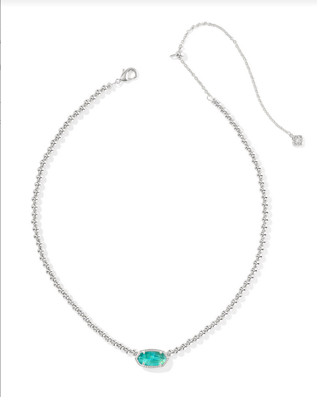 Kendra Scott Elisa Silver Bright Aqua Illusion Beaded Necklace