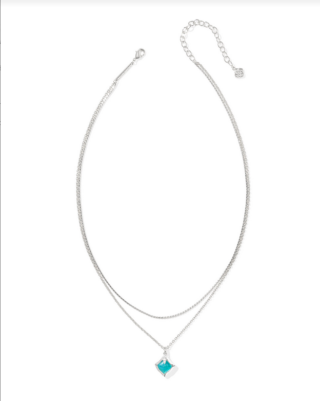 Kendra Scott Joelle Silver Bright Aqua Ilusion Multi Strand Necklace
