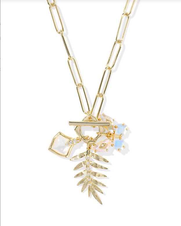 Kendra Scott Bianca Butterfly Gold Iridescent White Mix Charm Necklace
