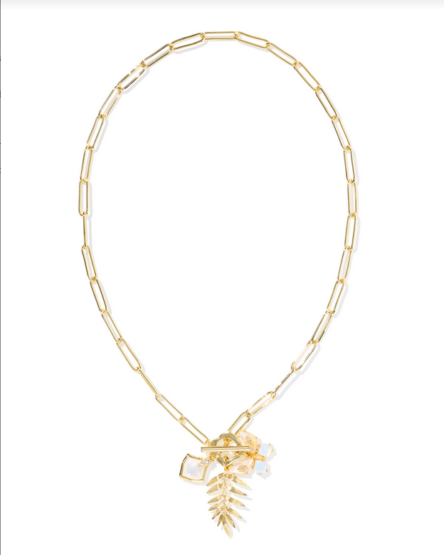 Kendra Scott Bianca Butterfly Gold Iridescent White Mix Charm Necklace