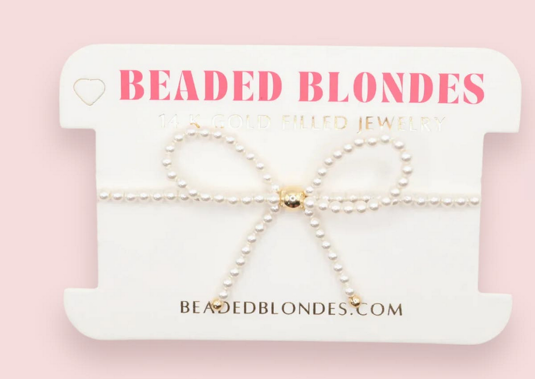 Beaded Blondes Pearl Bow Bracelet