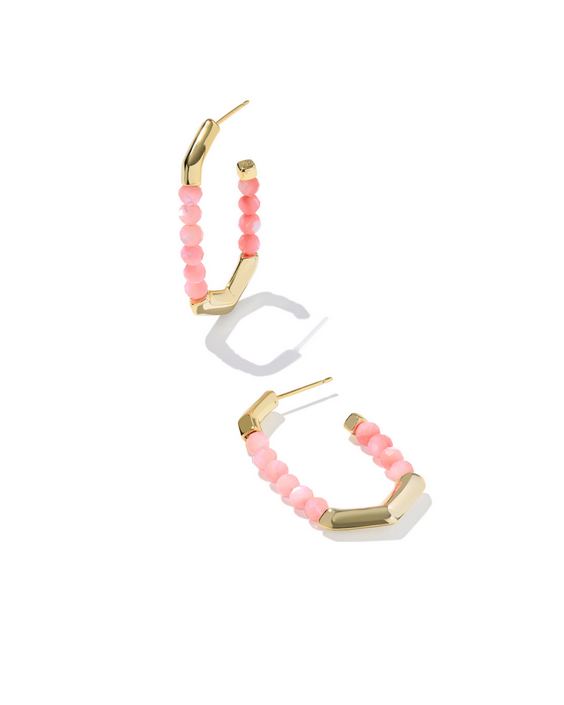 Kendra Scott Sylvia Hoop Earrings Pink Chalcedony